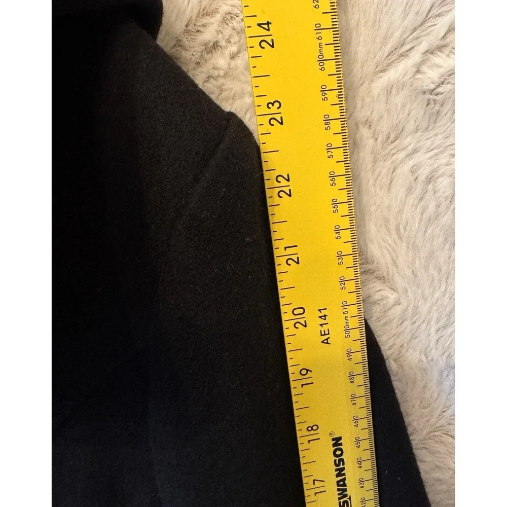Michael Kors Asymmetrical Zip Hooded Coat Womens 6 Black Wool Blend‎ Gold Tone